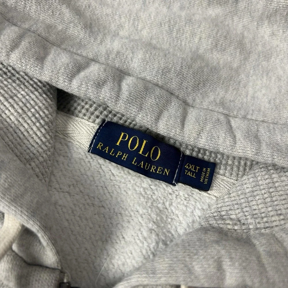 Polo Ralph Lauren Hoodie Mens 4XLT Gray Full Zip Fleece Big & Tall Pony Logo
